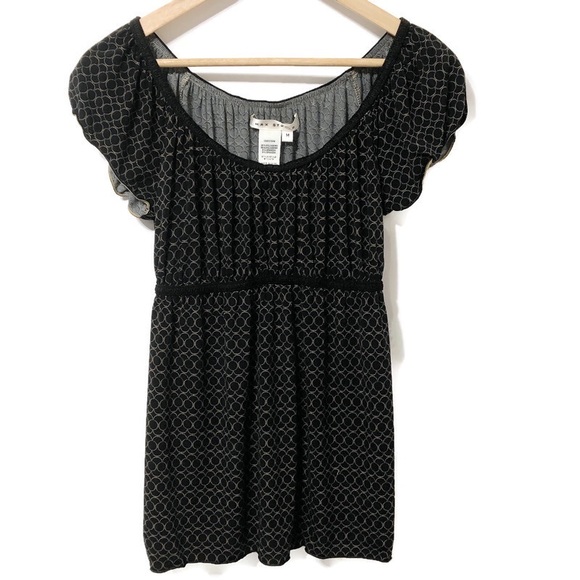 MAX STUDIO  | Black & Gold Empire Waist Top Size M - Picture 1 of 14